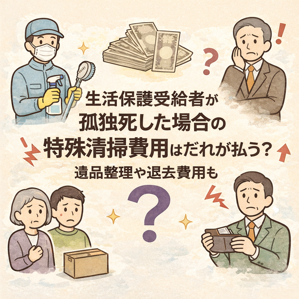 生活保護受給者が孤独死した場合の特殊清掃費用はだれが払う？遺品整理や退去費用も