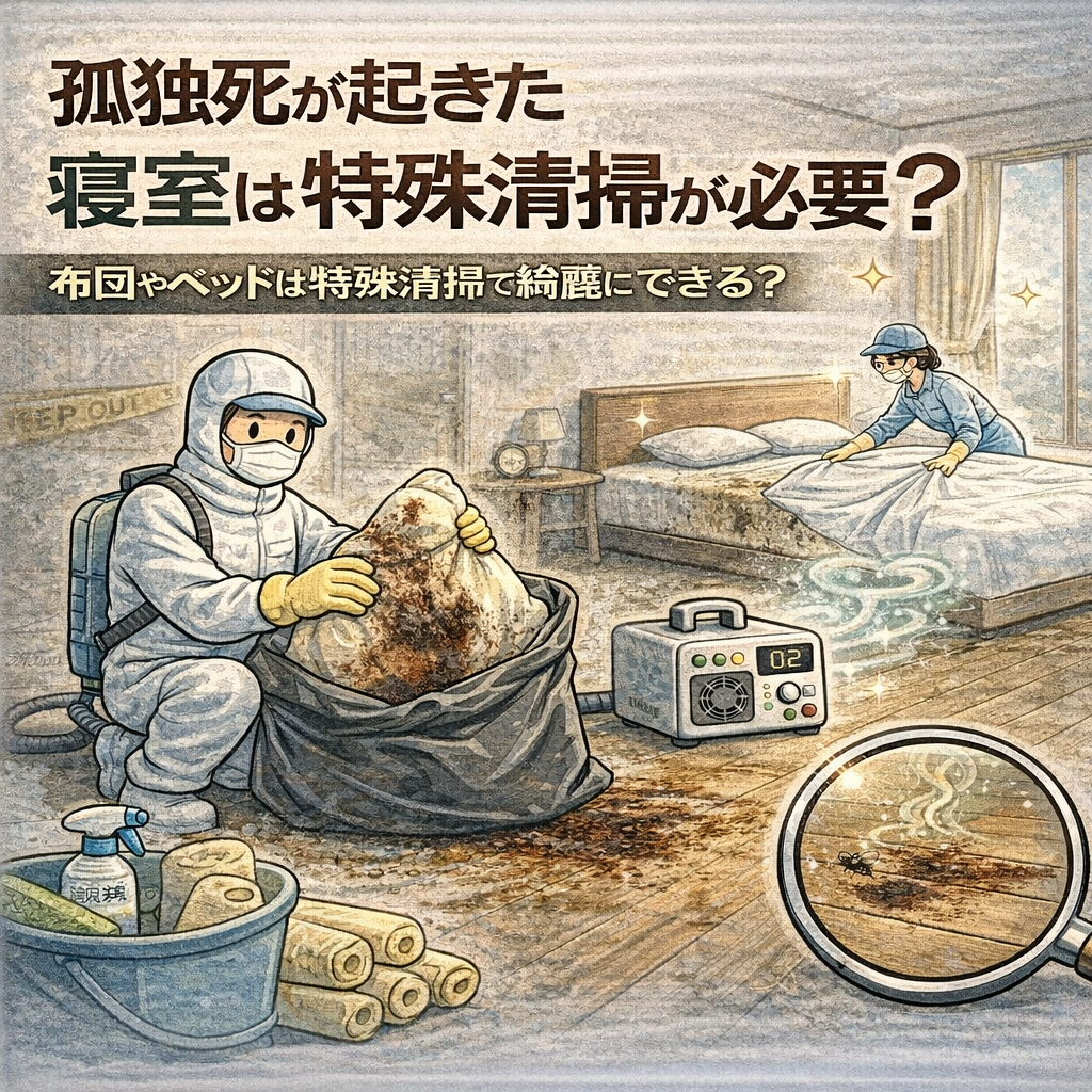 孤独死が起きた寝室は特殊清掃が必要？布団やベッドは特殊清掃で綺麗にできる？