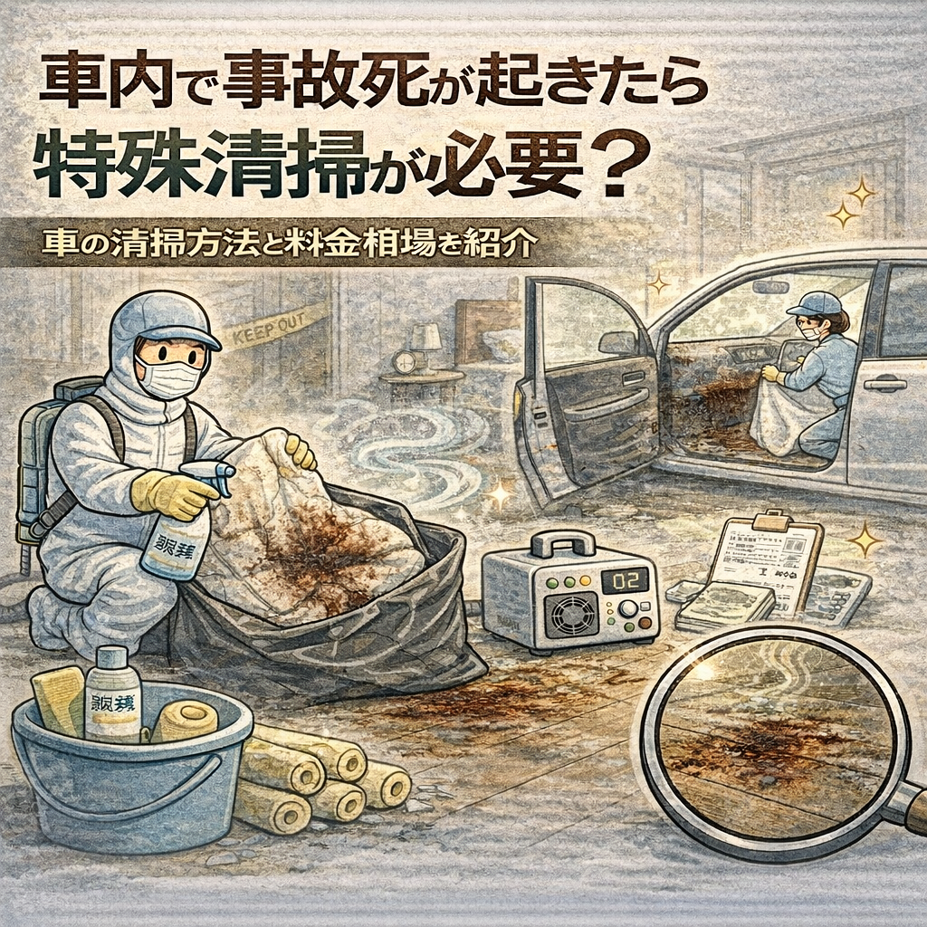 車内で事故死が起きたら特殊清掃が必要？車の清掃方法と料金相場を紹介